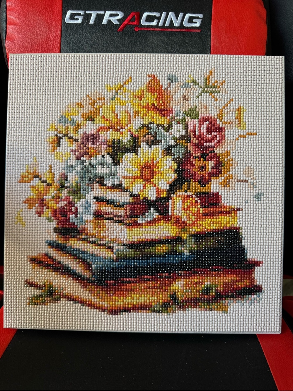 12x12in Stack of Books Diamond painting framed Canvas - completed